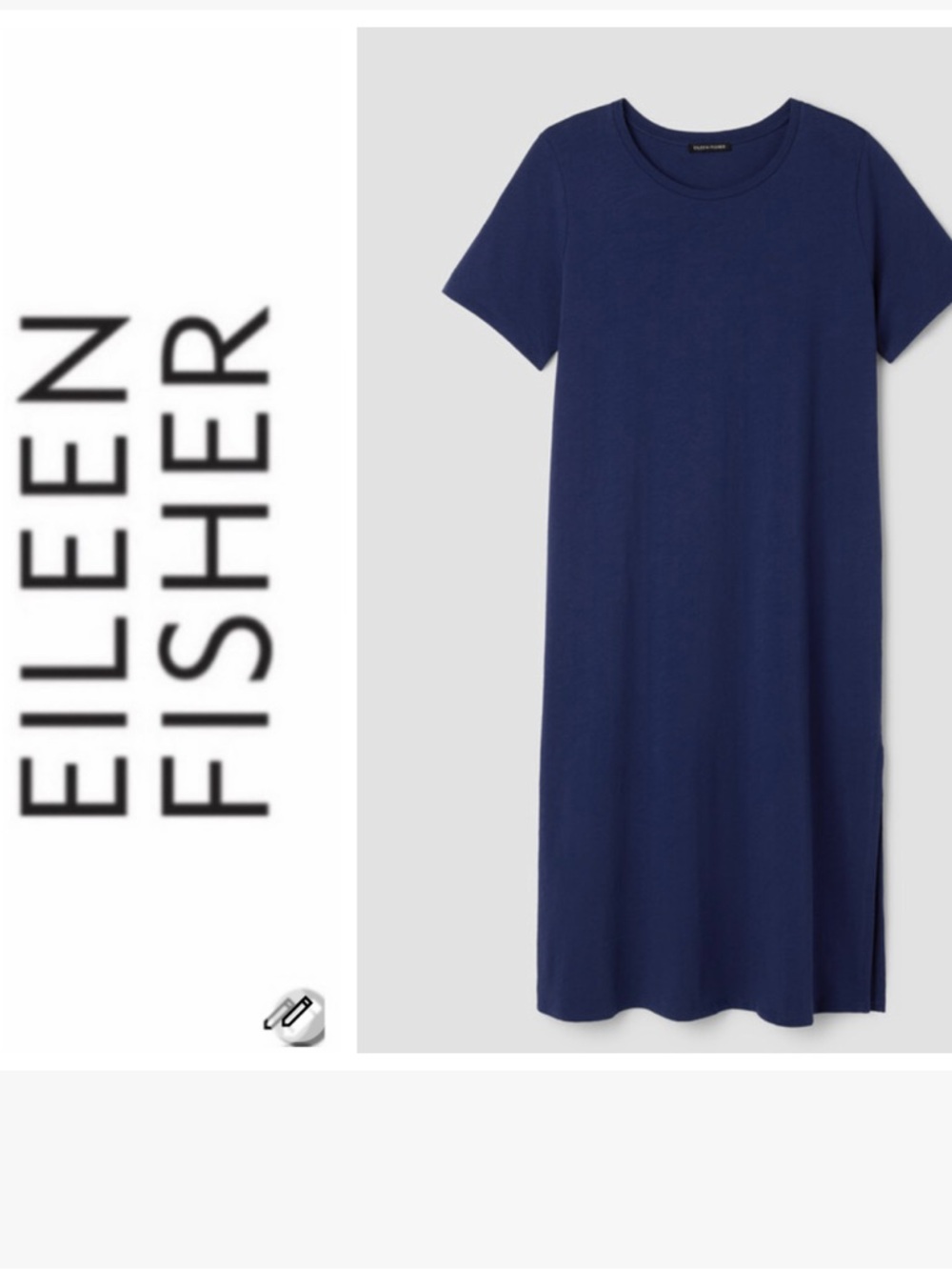 Eileen Fisher Deep Navy Short-Sleeve Knit Midi Dress